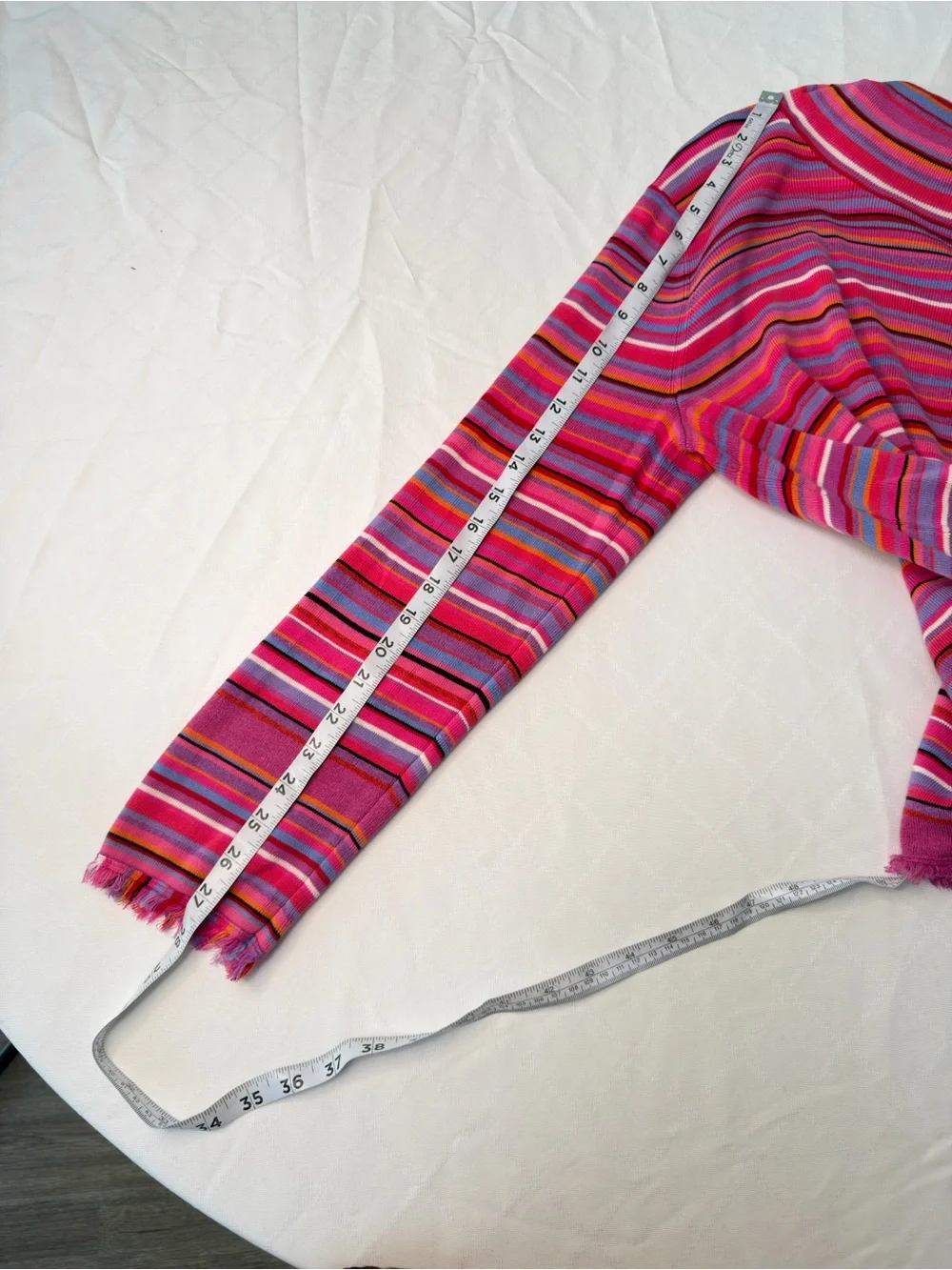 Vintage 90s Y2K Sigrid Olsen Striped‎ Sweater Kidcore Colorful Boho Fringe Trim